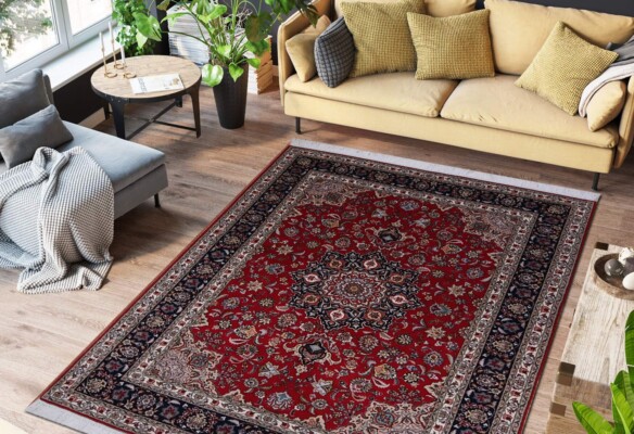 Tabriz carpet red background