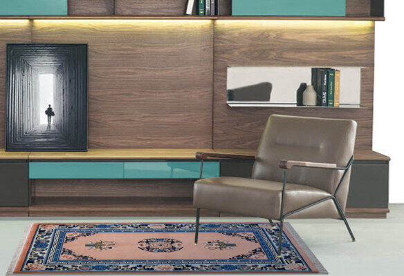 Mongolian rug Pink background  