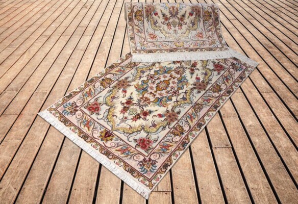 Tabriz 120x73cm pair of bedside table runners - 9254 12 Pair of Tabriz bedside table runners