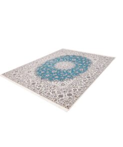 Hand-Knotted Nain 6-Ply Wool and Silk Persian Rug 261x209 Z445536 - Image 3