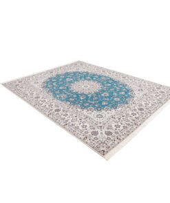 Hand-Knotted Nain 6-Ply Wool and Silk Persian Rug 261x209 Z445536 - Image 4