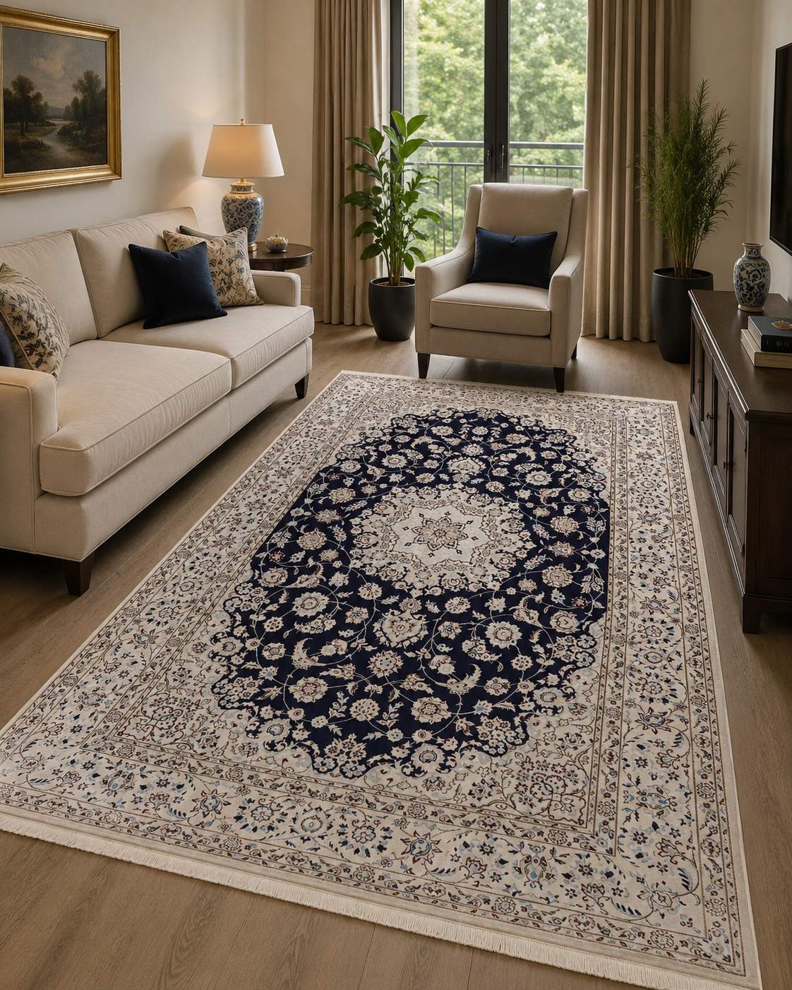 Persian NAIN 6-ply rug, hand-knotted 230x162 Z446357 3 Persian NAIN 6-ply rug, hand-knotted 230x162 Z446357 - Image 2